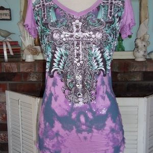 Lace Backed Embellished Tee